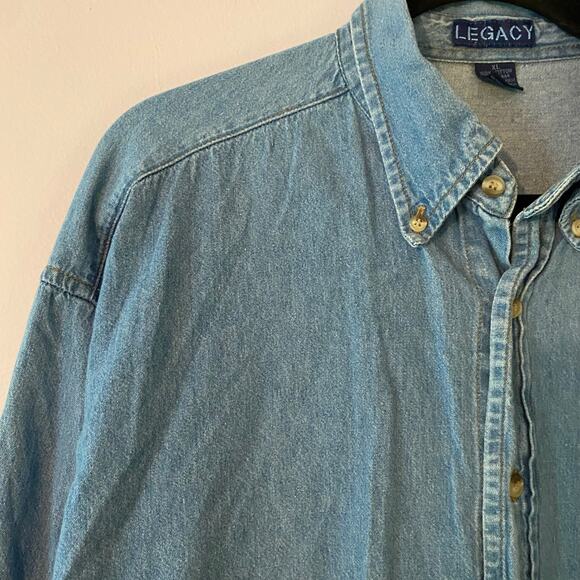 Legacy Men's size XL Bruce Springsteen Gears Embroidered Jean Button Down Shirt - Picture 4 of 10